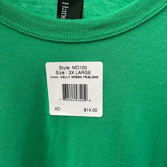 HANES GREEN TRIBLEND 3X TEE NWOT - Picture 2 of 3